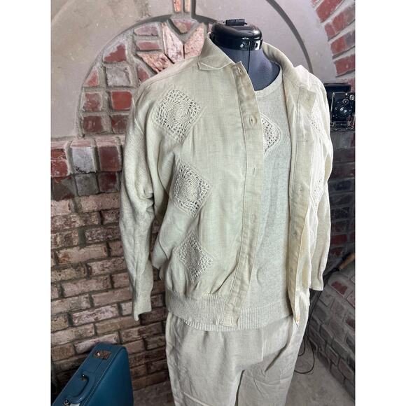 sweater pants set linen blend monochromatic tan - Picture 11 of 16